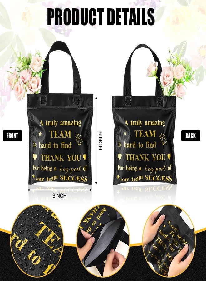 Clysee 50 Pcs Thank You Gift Bag Small Employee Team Appreciation Gift Bags Bulk with Handle Black Gold Inspirational 8 x 8 Inch Party Favor Staff Party - Image 2